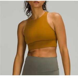 Mustard Yellow High-Neck Sports Bra